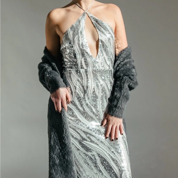 Sequin Halter Dress - Picture 1 of 14